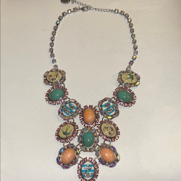 Betsey Johnson SET Nautical Anchor Sailor Pinup Statement Necklace Earrings EUC - Picture 4 of 11